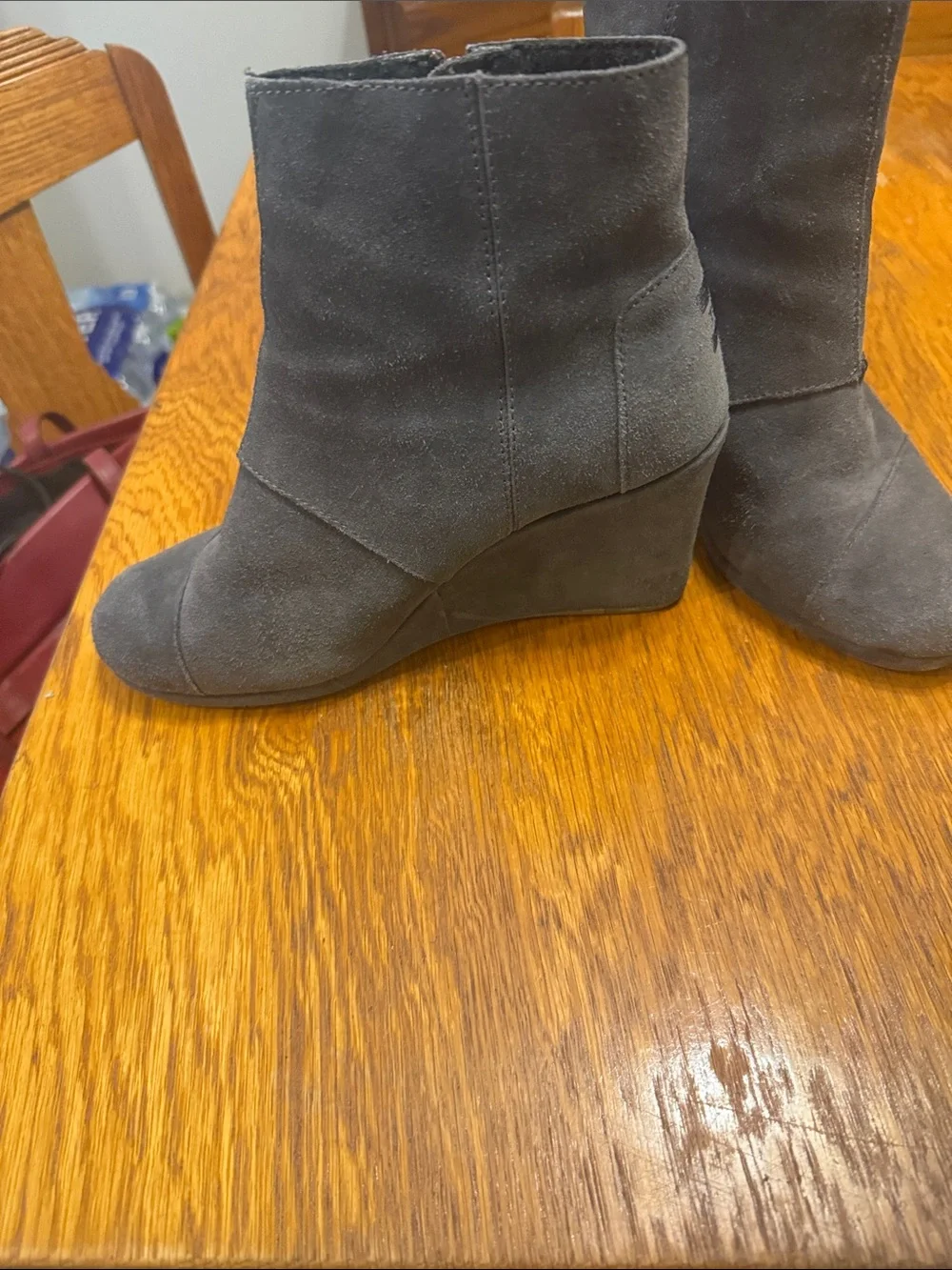 Toms Gray Suede Ankle Booties EUC 9.5